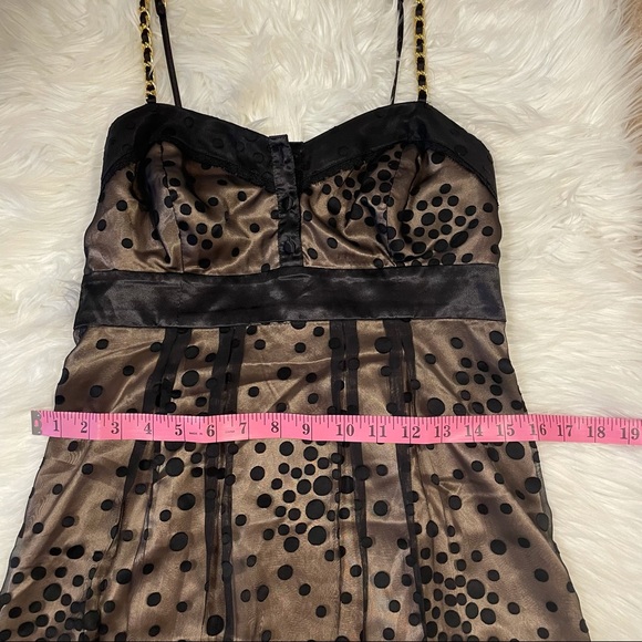 GUESS Little Black Polkadot Dress w/ Gold Chains size small cocktail - Picture 10 of 11
